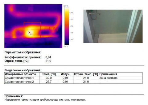Поиск и определение мест протечки в системе отопления, водоснабжения
