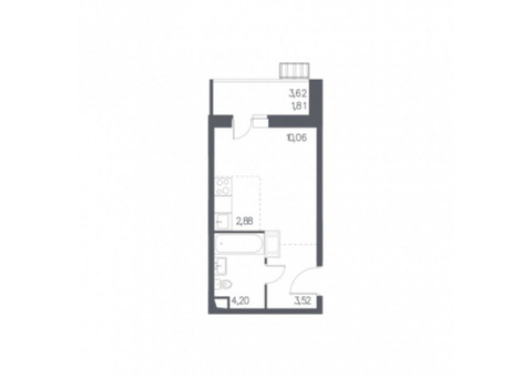 Продам: однокомнатная квартира, 6 этаж (14), 22.5 общая пл-дь.
