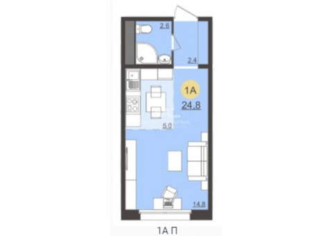 Продам: однокомнатная квартира, 8 этаж (12), 24.8 общая пл-дь.