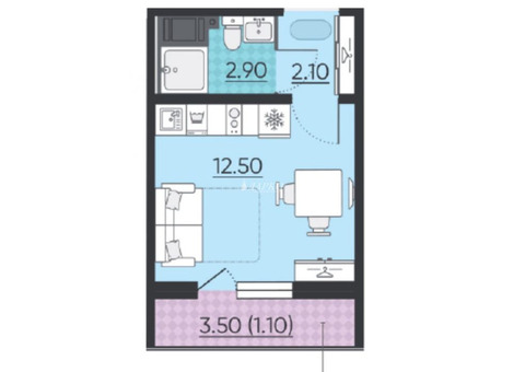 Продам: однокомнатная квартира, 6 этаж (22), 18.6 общая пл-дь.