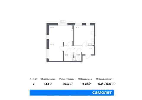 Продается 2-к. квартира, 54,4 кв.м. в ЖК «Прибрежный Парк»