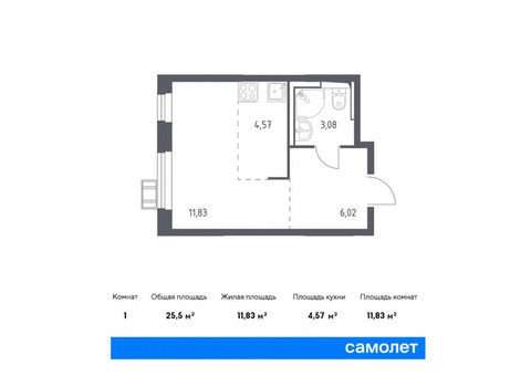 Продается квартира студия, 25,5 кв.м. в ЖК «Томилино Парк»