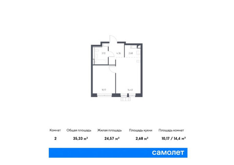 Продается 2-к. квартира, 35,33 кв.м. в ЖК «Большое Путилково»