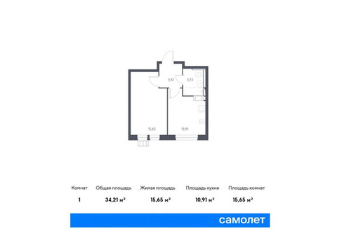 Продается 1-к. квартира, 34,21 кв.м. в ЖК «Большое Путилково»