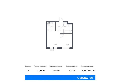 Продается 2-к. квартира, 33,98 кв.м. в ЖК «Большое Путилково»