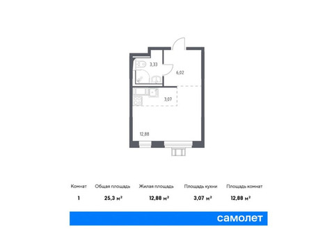 Продается квартира студия, 25,3 кв.м. в ЖК «Прибрежный Парк»
