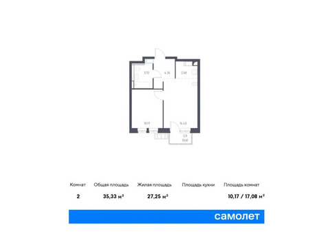 Продается 2-к. квартира, 35,33 кв.м. в ЖК «Большое Путилково»