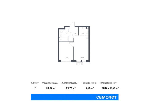 Продается 2-к. квартира, 33,89 кв.м. в ЖК «Большое Путилково»