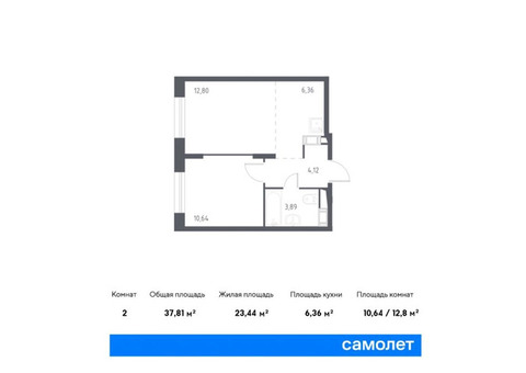 Продается 2-к. квартира, 37,81 кв.м. в ЖК «Люберцы»