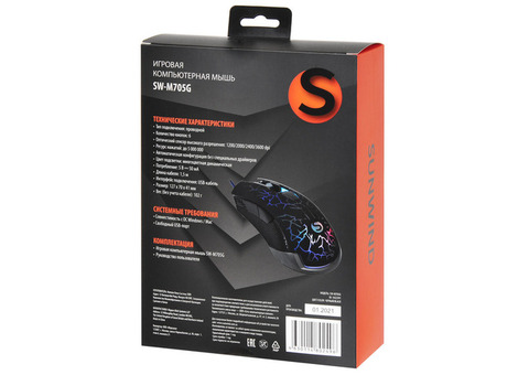 Характеристики мышь SUNWIND SW-M705G, игровая, оптическая, проводная, USB, черный [1422391]
