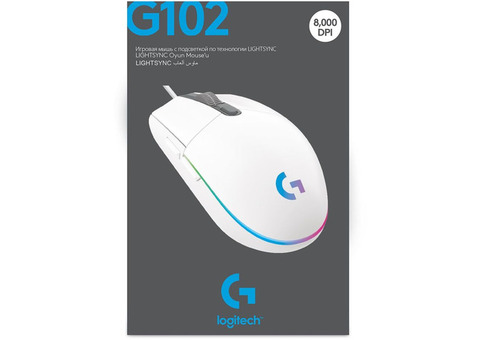 Характеристики мышь Logitech G102 LIGHTSYNC, игровая, оптическая, проводная, USB, белый [910-005824]