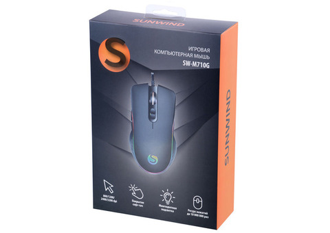 Характеристики мышь SUNWIND SW-M710G, игровая, оптическая, проводная, USB, черный [1422441]