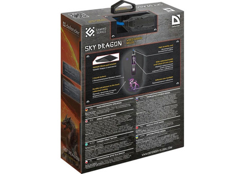 Характеристики мышь Defender Sky Dragon GM-090L, игровая, оптическая, проводная, USB, черный [52090]