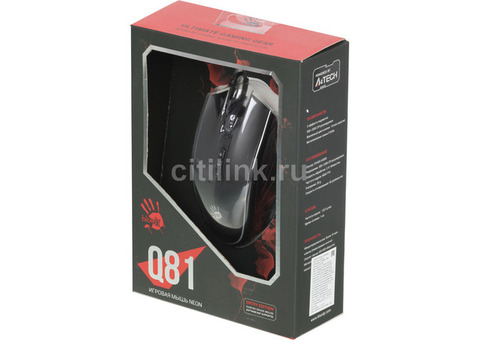 Характеристики мышь A4TECH Bloody Q81 Curve, игровая, оптическая, проводная, USB, черный