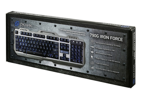 Характеристики клавиатура Oklick 790G IRON FORCE, USB, темно-серый + черный [1012161]