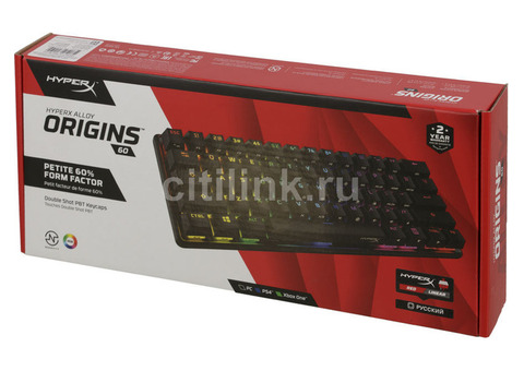 Характеристики клавиатура HYPERX Alloy Origins 60, USB, черный [hkbo1s-rb-ru/g]