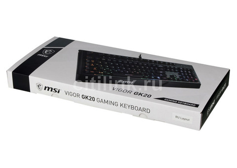 Характеристики клавиатура MSI Vigor GK20 RU, USB, c подставкой для запястий, черный [s11-04ru230-cla]