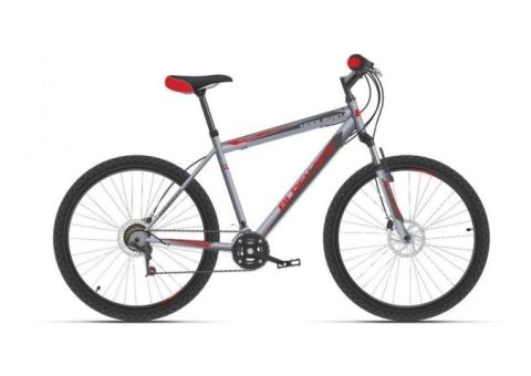 Характеристики велосипед BLACK ONE Hooligan 26 D (2021), горный (взрослый), рама: 18', колеса: 26', серый/красный, 18кг [hd00000461](плохая упаковка)