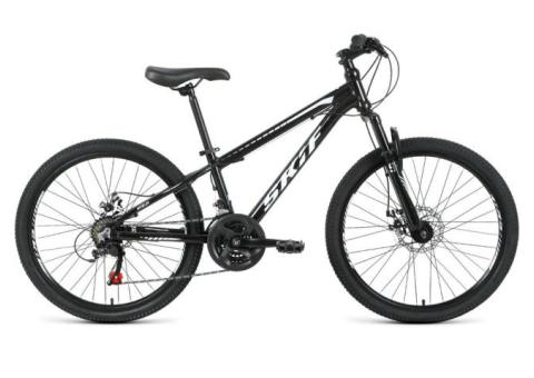 Характеристики велосипед SKIF 24 Disk (2021), горный (подростковый), рама: 11.5', колеса: 24', черный/белый, 14.4кг [1bkk1m34g002](восстановленный)
