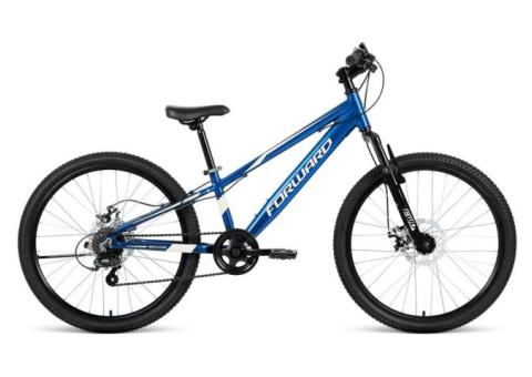 Характеристики велосипед FORWARD Rise 24 2.0 (2021), горный (подростковый), рама: 11', колеса: 24', синий/белый, 12.55кг [rbkw1j347008]