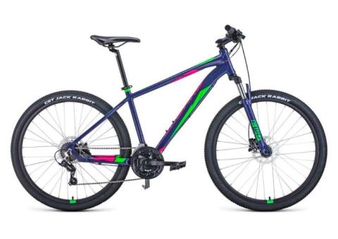 Характеристики велосипед FORWARD Apache 27,5 3.0 Disc (2021), горный (взрослый), рама: 19', колеса: 27.5', фиолетовый/зеленый, 13.9кг [rbkw1m67q039]