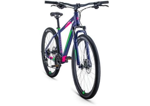 Характеристики велосипед FORWARD Apache 27,5 3.0 Disc (2021), горный (взрослый), рама: 19', колеса: 27.5', фиолетовый/зеленый, 13.9кг [rbkw1m67q039]