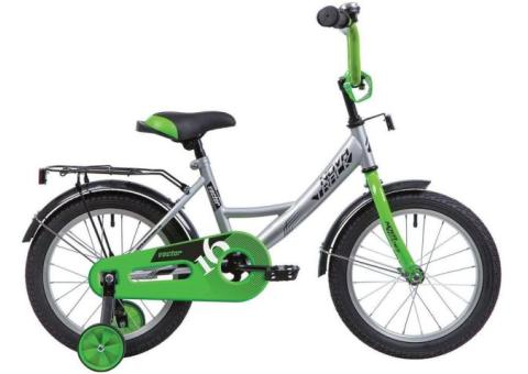 Характеристики велосипед NOVATRACK Vector городской (детский), рама: 10.5', колеса: 16', серебристый/зеленый, 11кг [163vector.sl20]