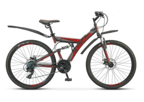 Характеристики велосипед STELS Focus MD 21-sp V010 (2021), горный (взрослый), рама: 18', колеса: 26', черный/красный, 18.38кг [lu073825]