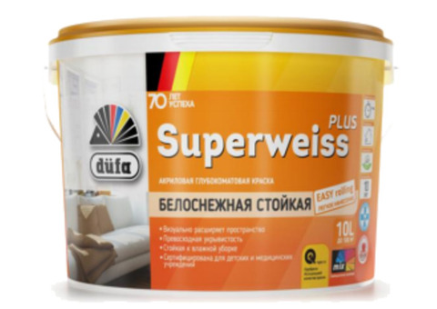 Dufa Retail Superweiss Plus/ Дюфа Ритейл Супервайс Плюс Краска для стен и потолков акриловая глубокоматовая