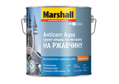 Marshall Anticorr Aqua / Маршалл Антикор Аква Грунт-эмаль на ржавчину на водной основе полуглянцевая