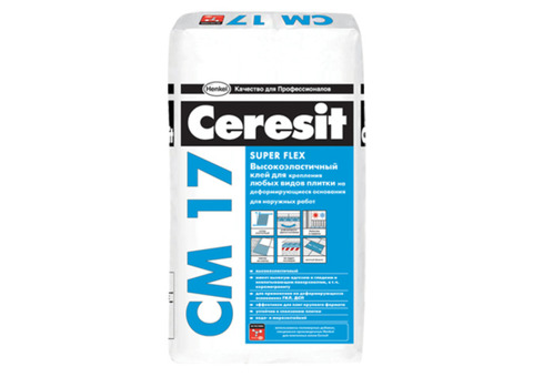 Ceresit CM 17 Super Flex / Церезит ЦМ 17 Супер Флекс Клей для плитки высокоэластичный армированный