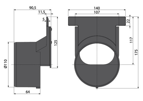 Торцевой переходник для подключения Alca Plast AVZ-P010 к канализации DN110