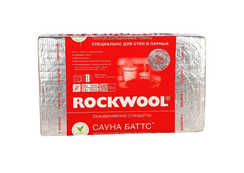 Базальтовая вата Rockwool Сауна Баттс 1000х600х100 мм 4 плиты в упаковке