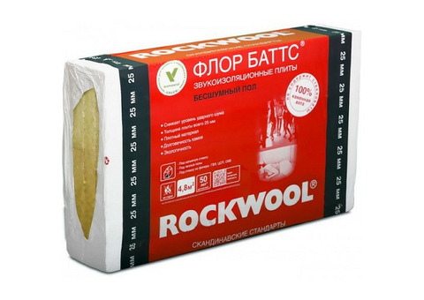 Базальтовая вата Rockwool Флор Баттс 1000х600х100 мм 2 штуки в упаковке