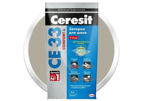 Затирка цементная для узких швов Ceresit СЕ33 Comfort серая 5 кг