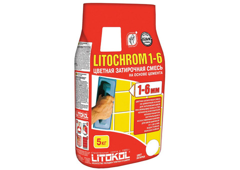 Затирка цементная для швов Litokol Litochrom 1-6 C.00 белая 5 кг