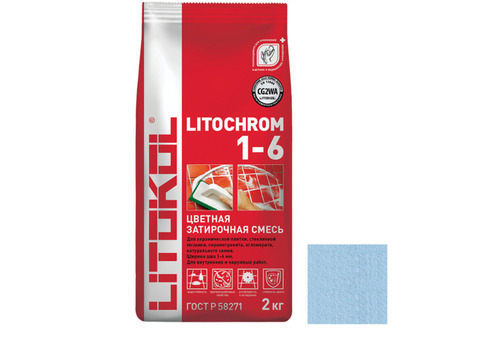 Затирка цементная для швов Litokol Litochrom 1-6 C.110 голубая 2 кг