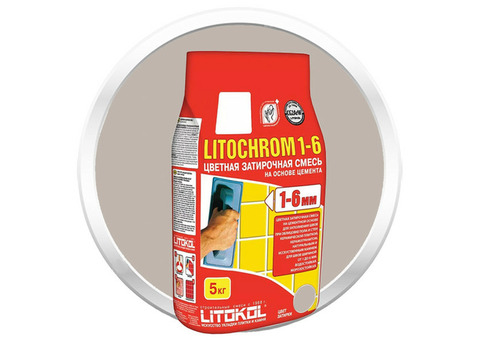 Затирка цементная для швов Litokol Litochrom 1-6 C.30 жемчужно-серая 5 кг