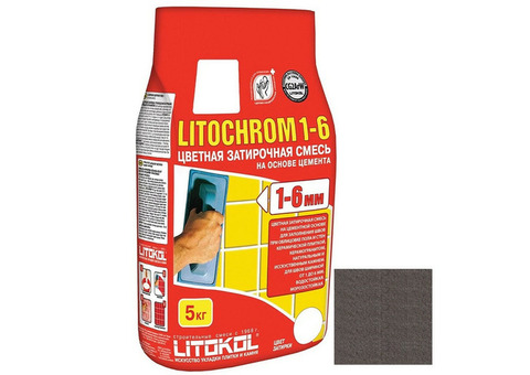 Затирка цементная для швов Litokol Litochrom 1-6 C.40 антрацит 5 кг