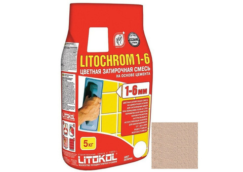 Затирка цементная для швов Litokol Litochrom 1-6 C.60 бежевая 5 кг