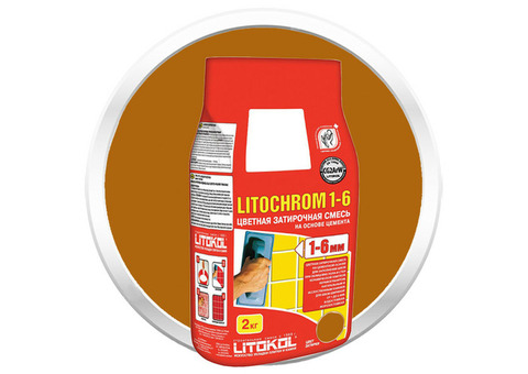 Затирка цементная для швов Litokol Litochrom 1-6 C.90 красно-коричневая 2 кг