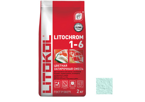 Затирка цементная для швов Litokol Litochrom 1-6 С.100 светло-зеленая 2 кг