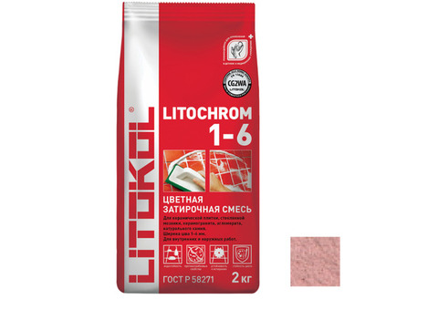 Затирка цементная для швов Litokol Litochrom 1-6 С.180 розовый фламинго 2 кг