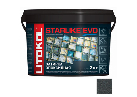 Затирка эпоксидная для швов Litokol Starlike Evo S.140 Nero Grafite черный графит 2 кг