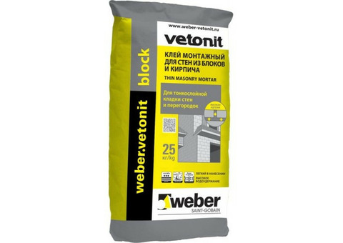 Клей для кирпичей и блоков Weber.Vetonit Block 25 кг