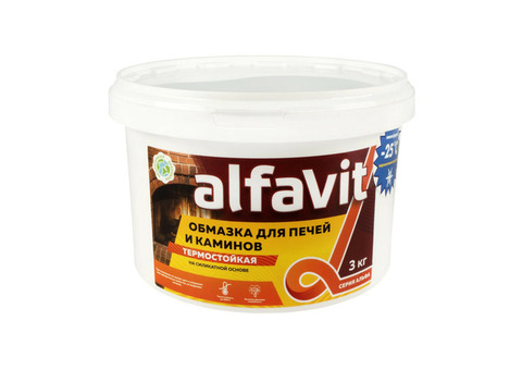Обмазка для печей и каминов "Alfavit" белая 3 кг (1) "альфа"