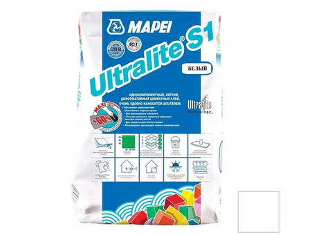 Клей для плитки Mapei Ultralite S1 белый 15 кг