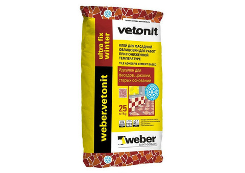 Клей для фасадной облицовки Weber.Vetonit Ultra Fix Winter 25 кг