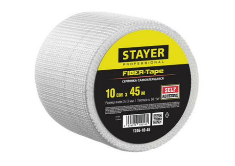 Серпянка строительная самоклеящаяся Stayer Fiber-Tape Professional 11246-10-45 100х45000 мм