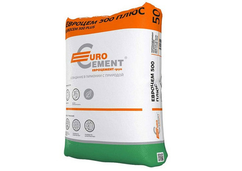 Цемент Eurocement Плюс М500 Д20 ЦЕМ II А-Ш серый 50 кг